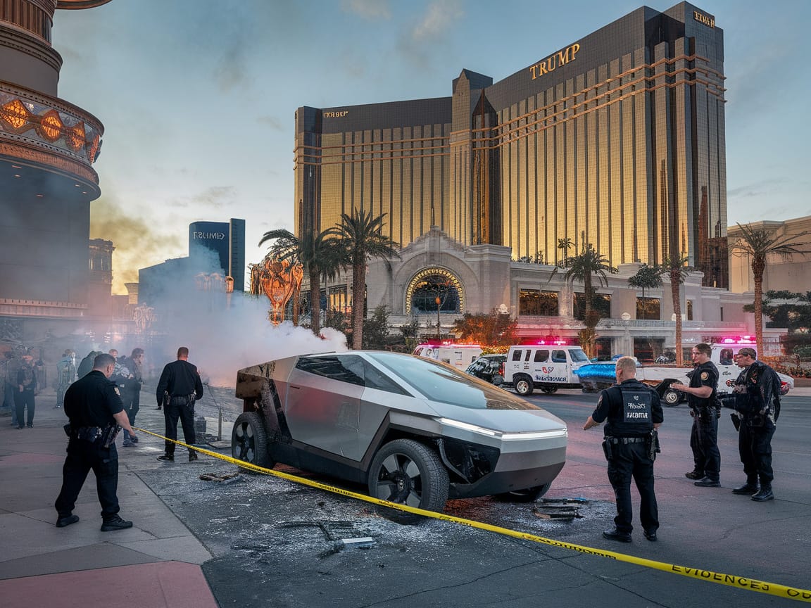 Police Investigate Cybertruck Explosion at Trump Las Vegas Hotel; 1 Dead, 7 Injured