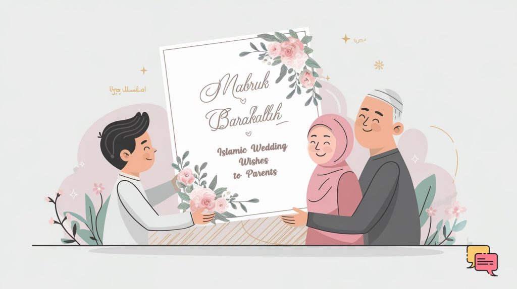 Islamic Wedding Wishes to Parents: Heartfelt expressions of gratitude and love for their blessings and support on your wedding day.